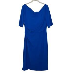 Alyce Women’s Royal Blue Asymmetrical Neckline Short Sleeve Dress Size 14